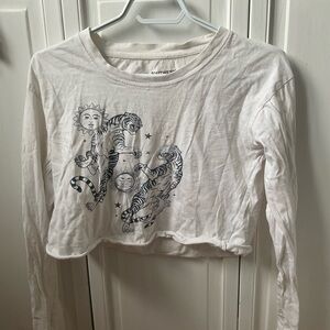 White Long Sleeve Tee with Graphic Design